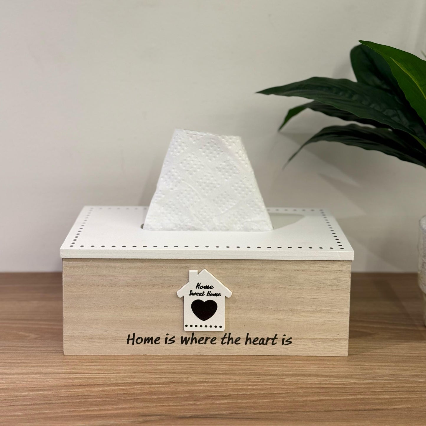 SWEET HOME WOODEN TISSUE BOX