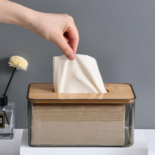 PLEXI WOOD TISSUE BOX