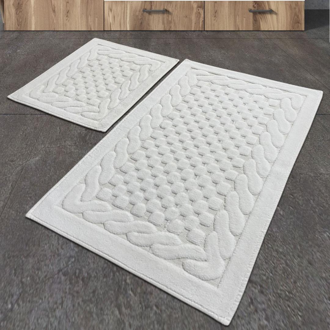 BST 100% COTTON BUBBLE BATHMAT SET 2-PIECE