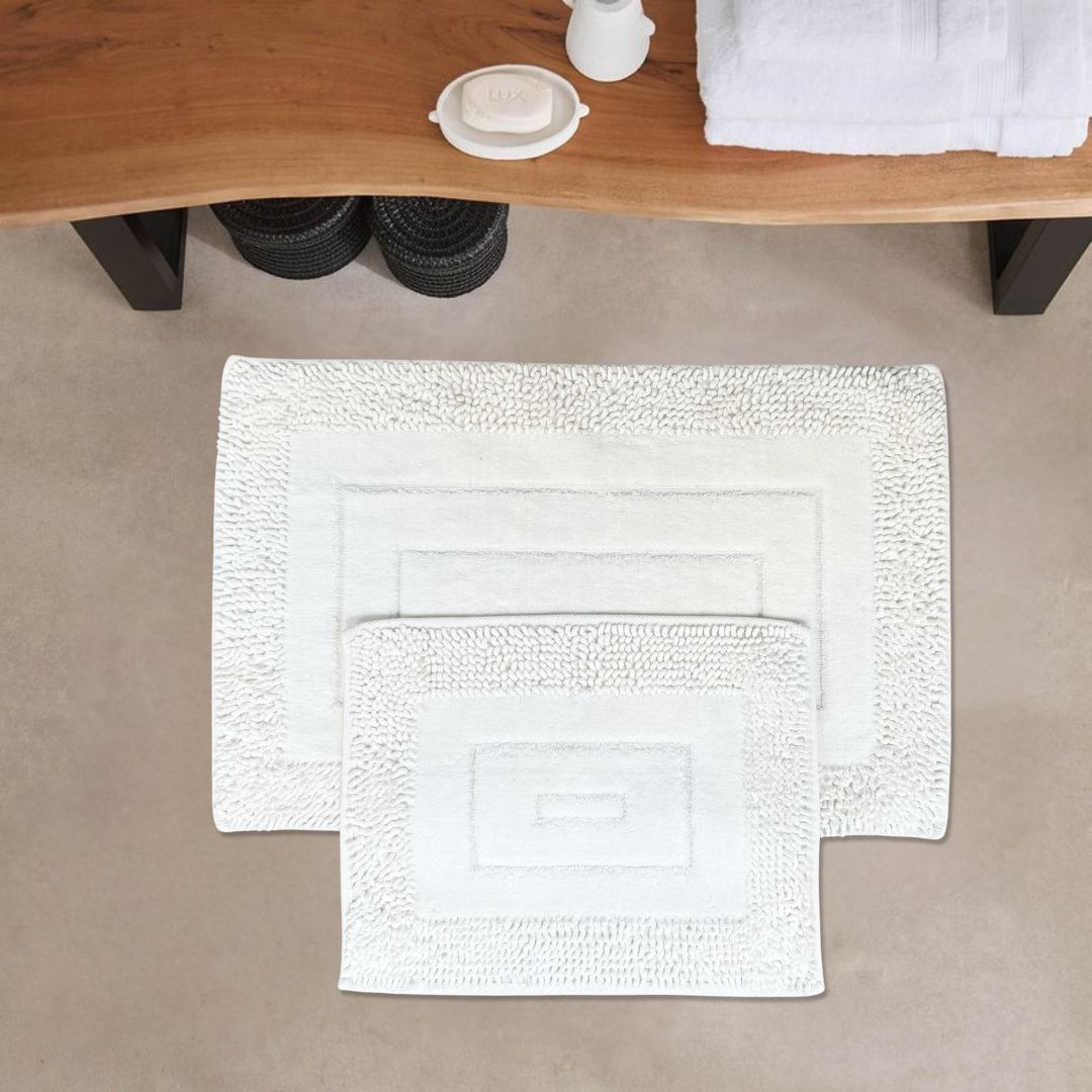 BST 100% COTTON RECTANGULAR BATHMAT SET 2-PIECE