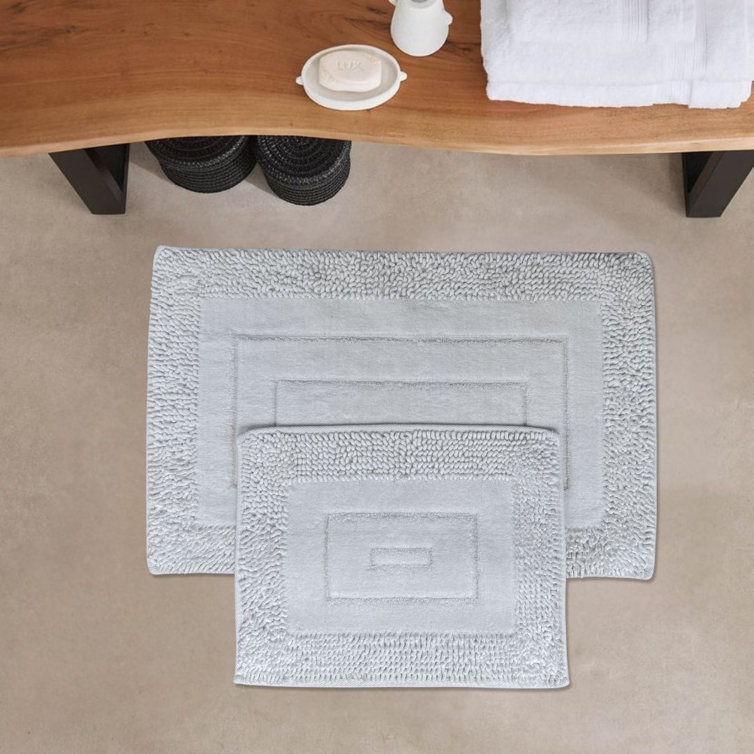 BST 100% COTTON RECTANGULAR BATHMAT SET 2-PIECE