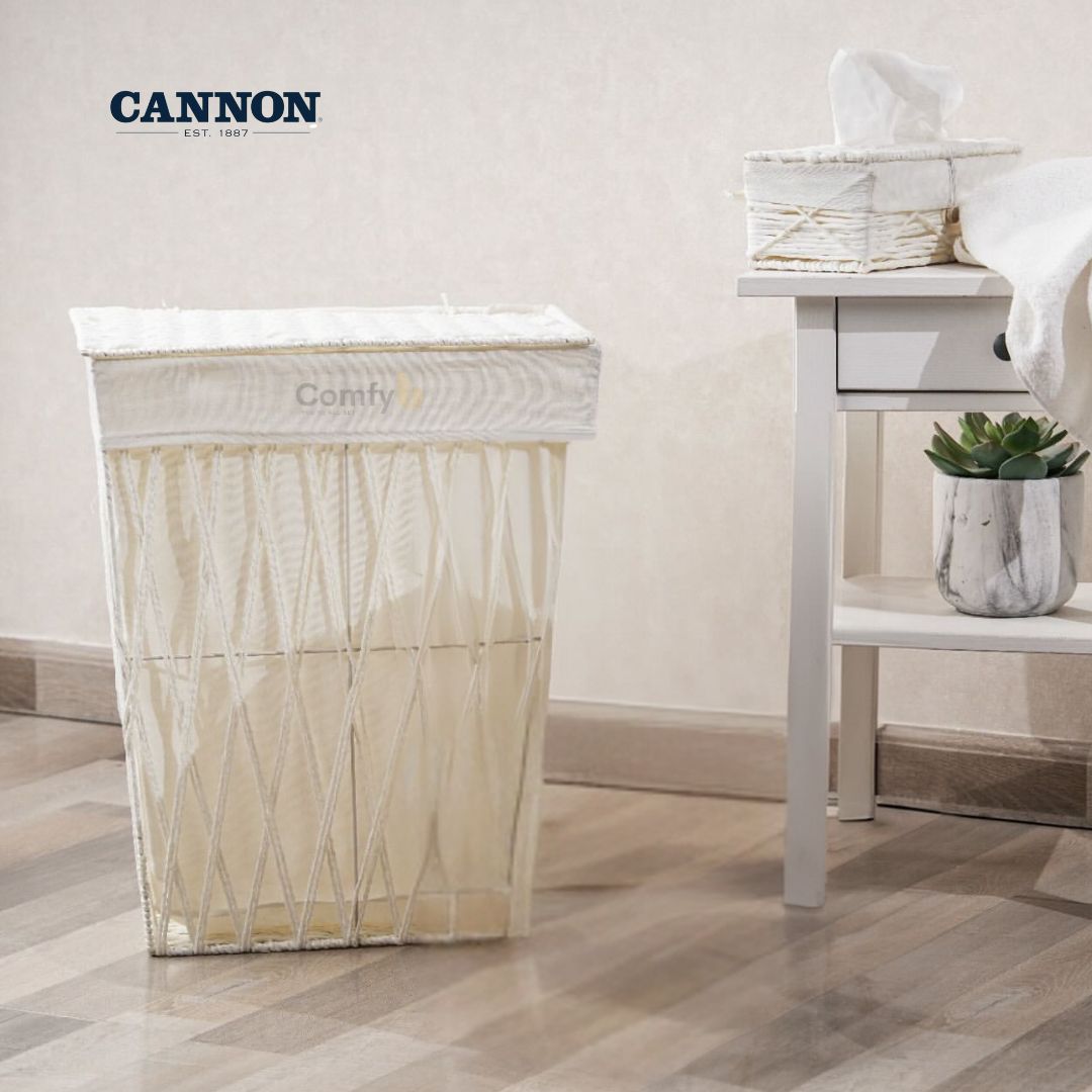 CANNON WHITE LAUNDRY BASKET WITH LID