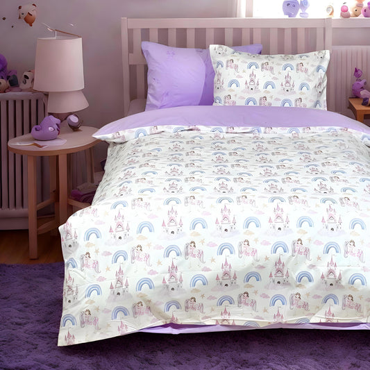 COMFYB 100% COTTON RAINBOW PURPLE BED SET