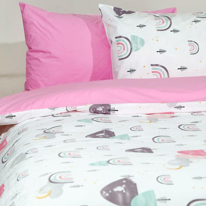 COMFYB 100% COTTON RAINBOW PINK BED SET