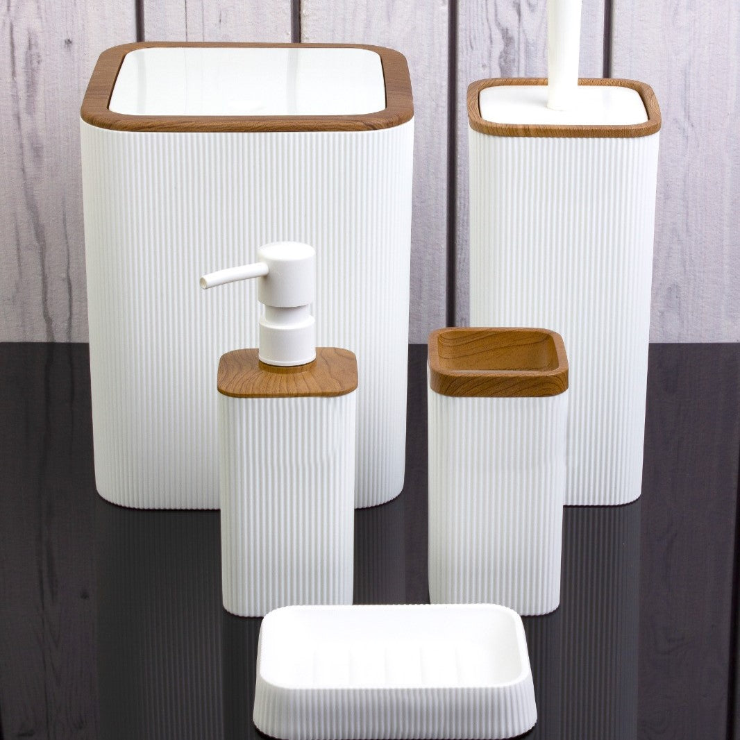 OKY MINA WOOD BATHROOM SET SQUARE 5 PIECE