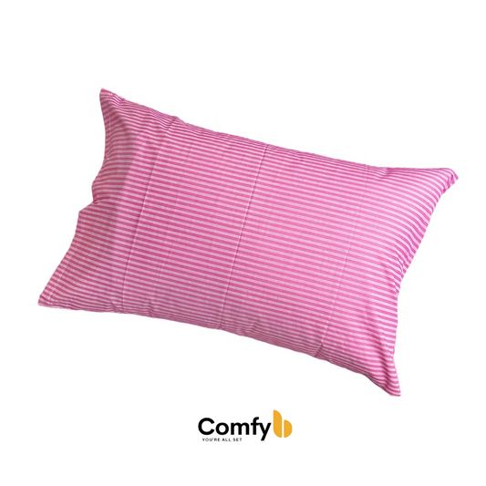 COMFYB STRIPES POLY COTTON SOLID PILLOWCASES 2 PIECES